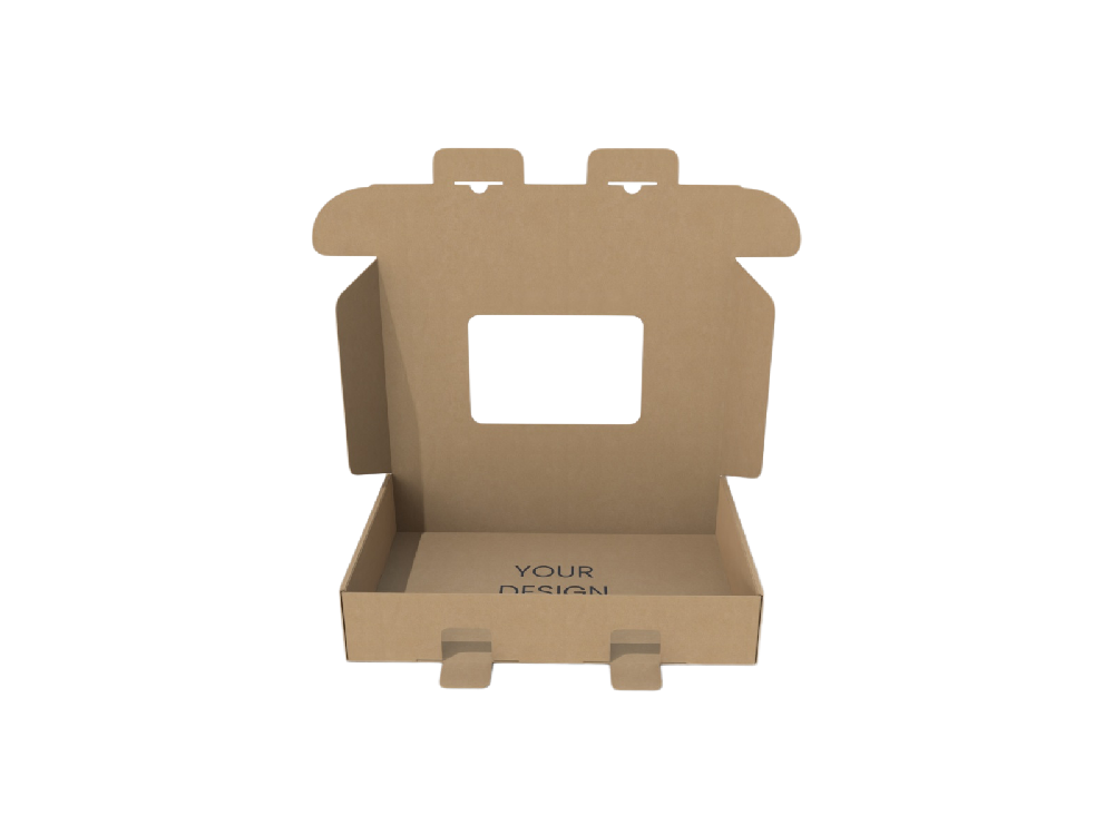 包裝印刷-開窗雙保險扣飛機盒型設計結(jié)構(gòu)圖